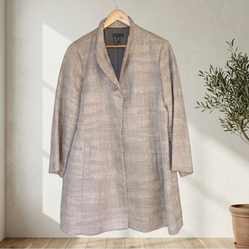 Eileen Fisher Silk & Organic Cotton Blend Textured Topper Coat - XL